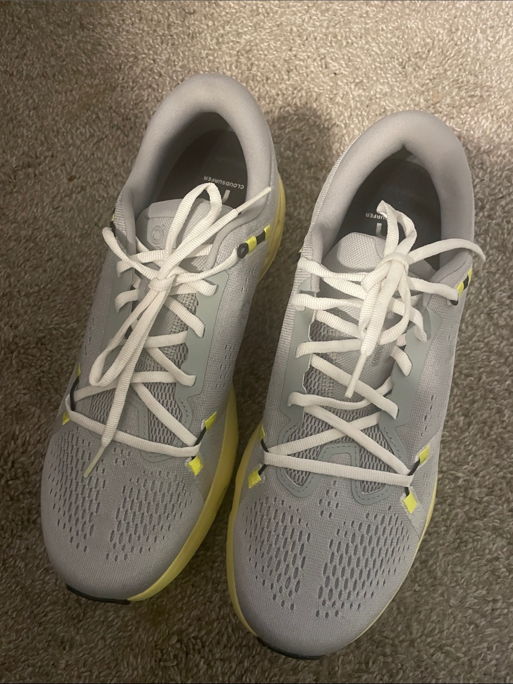 On Cloud  Gray Athletic Running Shoes with Yellow Accents 11